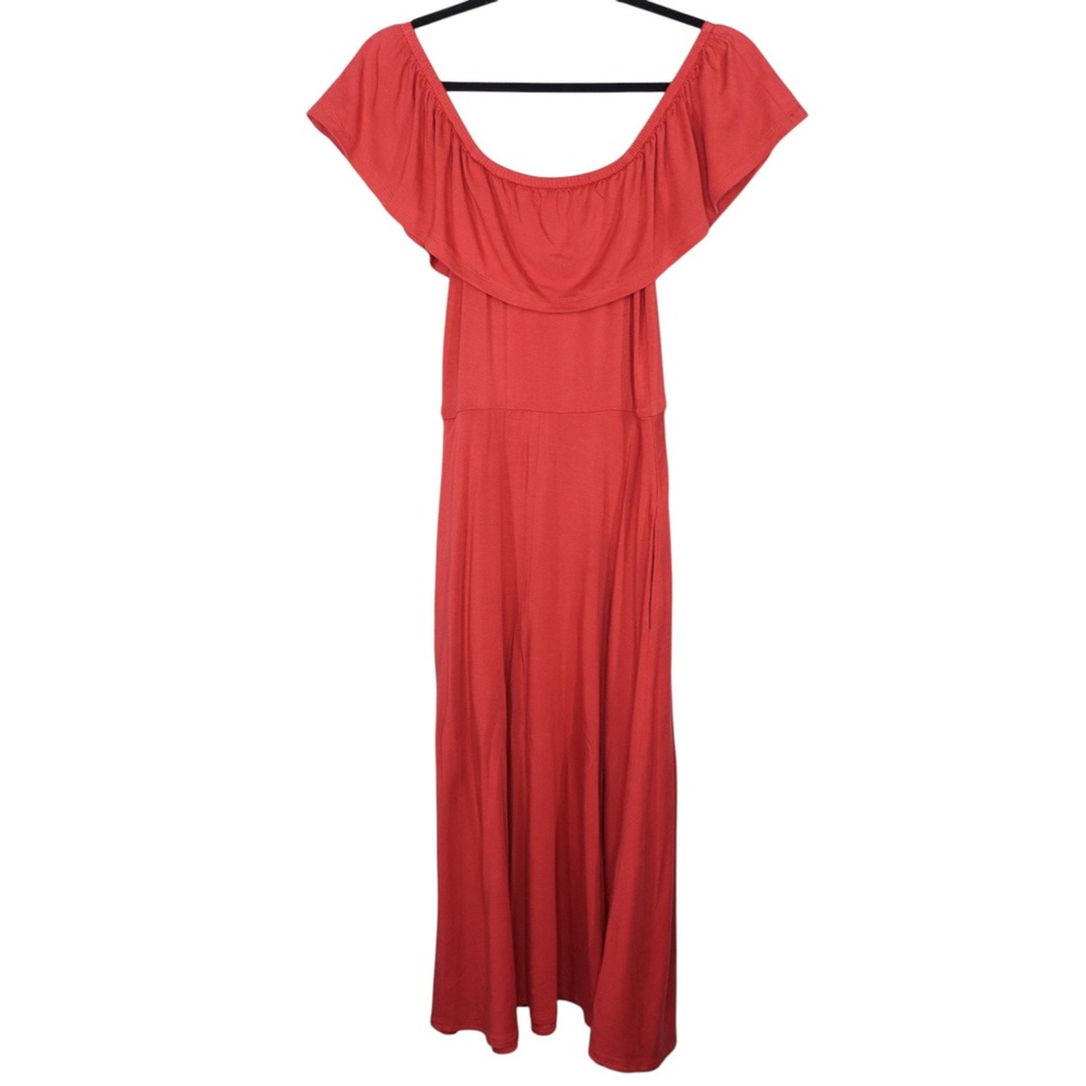 Reformation Red Off The Shoulder Dress Size S Tencel Blend Made in USA
